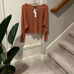 Express tan crochet knit sweater (small) NWT